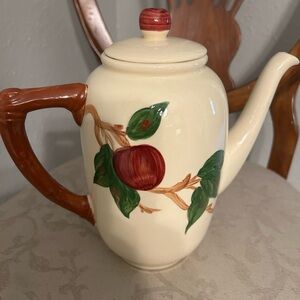 Franciscan Cream Teapot with Red Apple Design